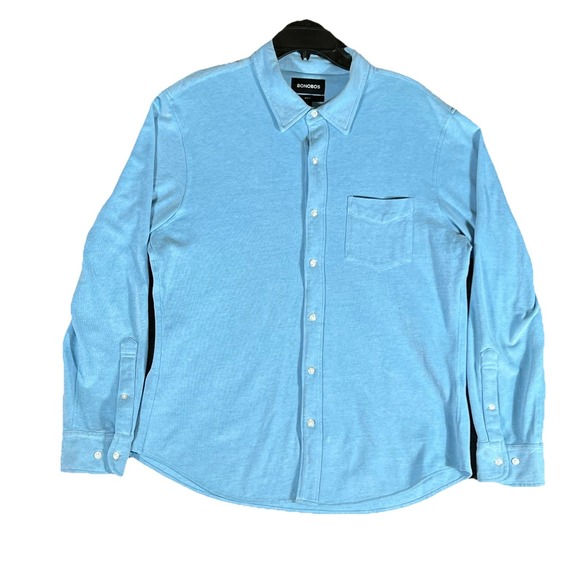 Bonobos Shirt Long Sleeve Button‎ Down 100% Cotton Blue Slim Fit Mens Size L - Picture 1 of 7